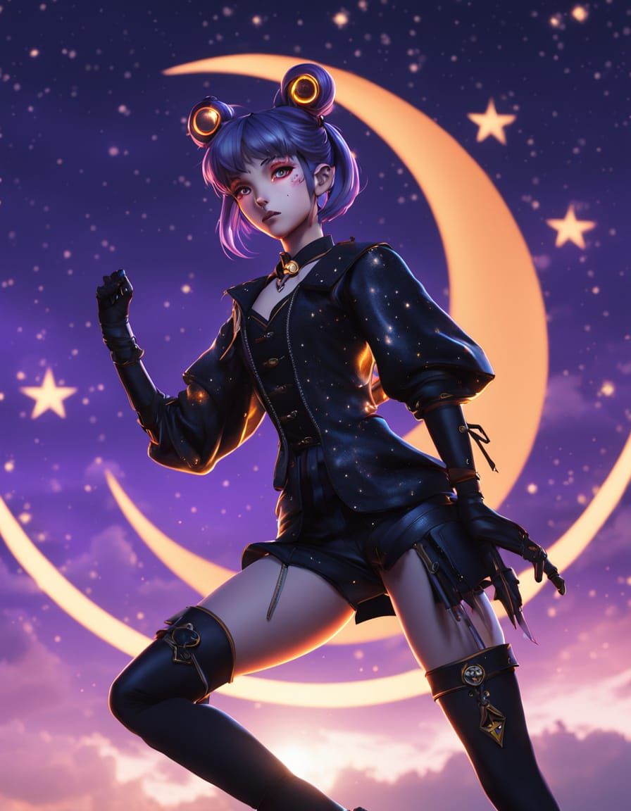 Gothic Sailor Moon Scout in Night Sky