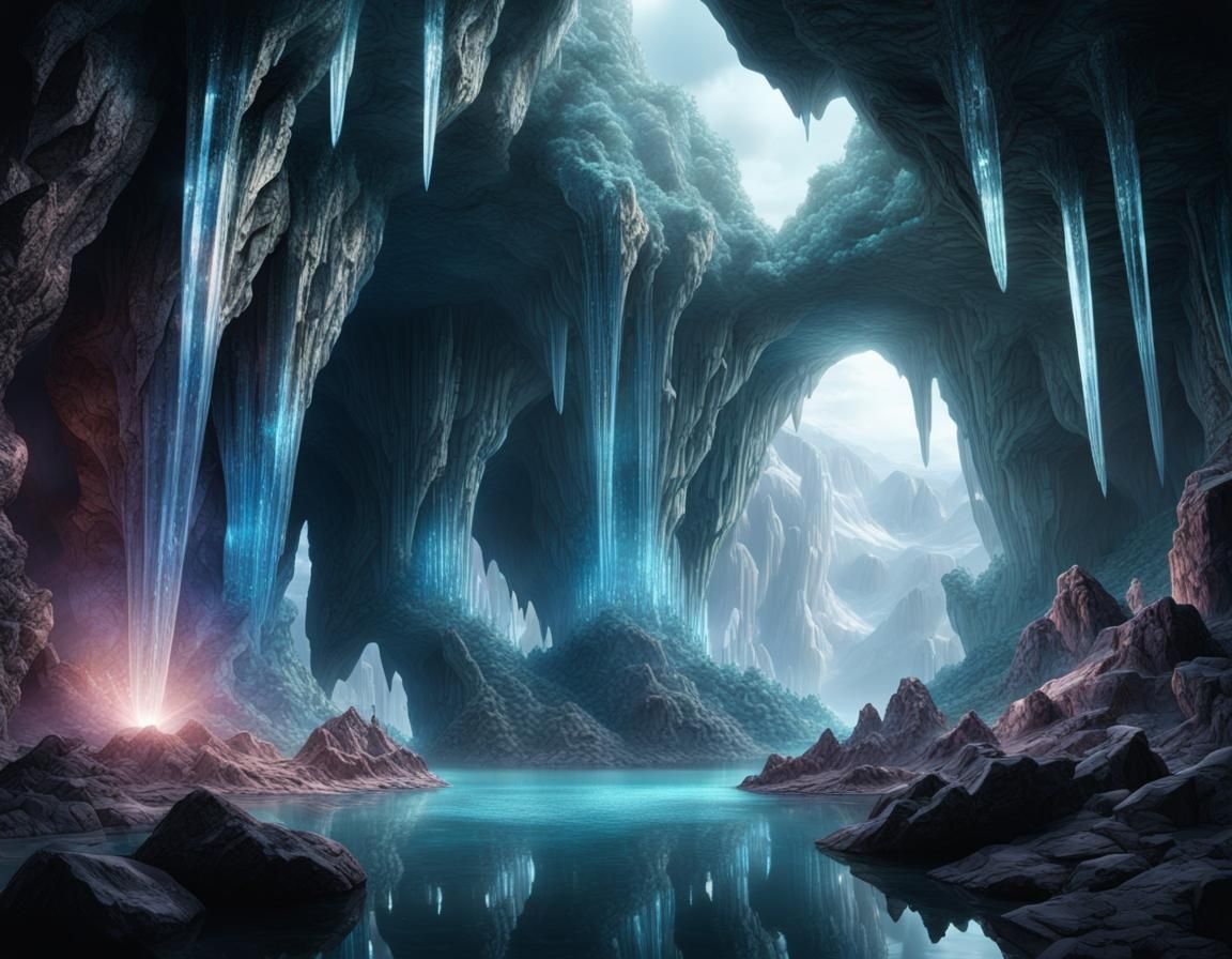 Epic Crystal Cave of the Gods: Digital Matte Painting