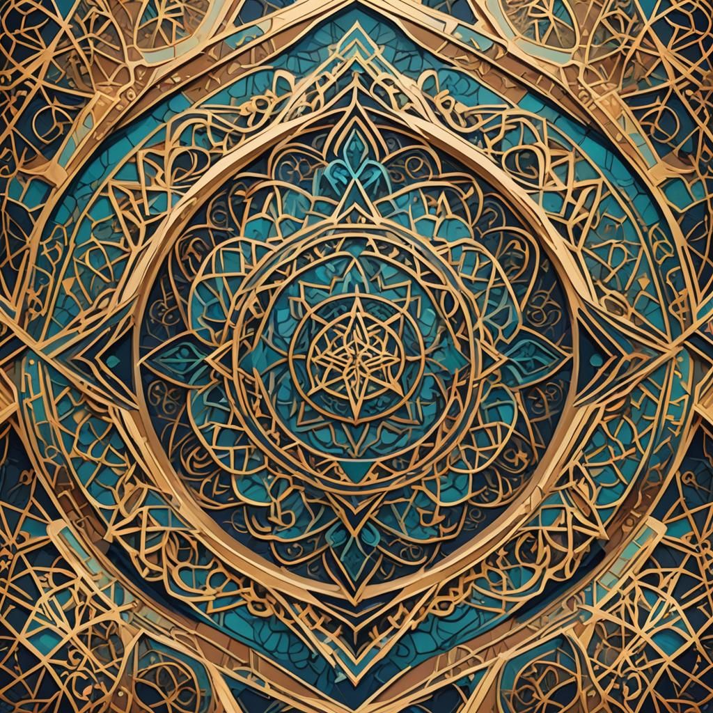Geometric Arabic Art in Alphonse Mucha Style
