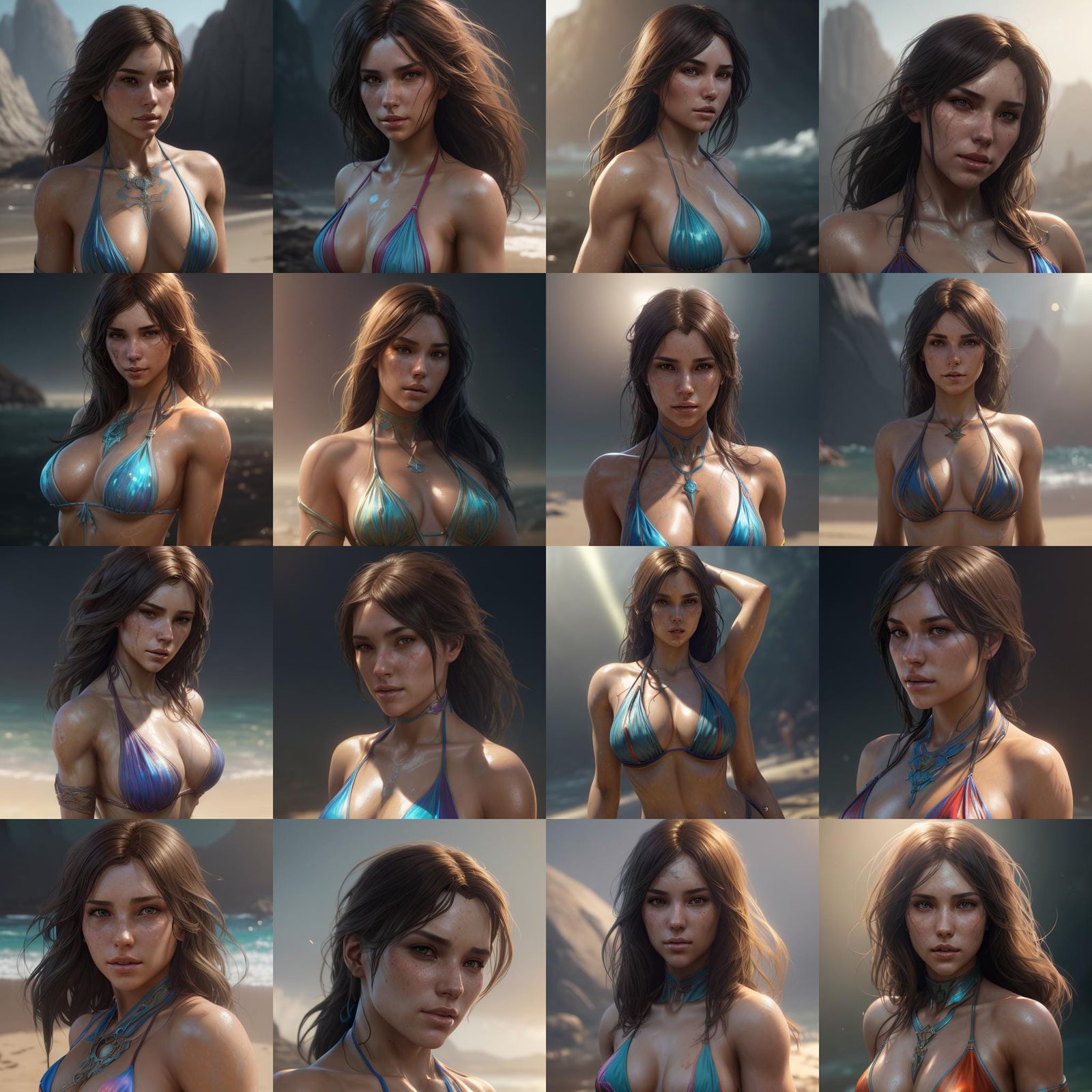 Bikini Women Portrait in Hyperdetailed Style