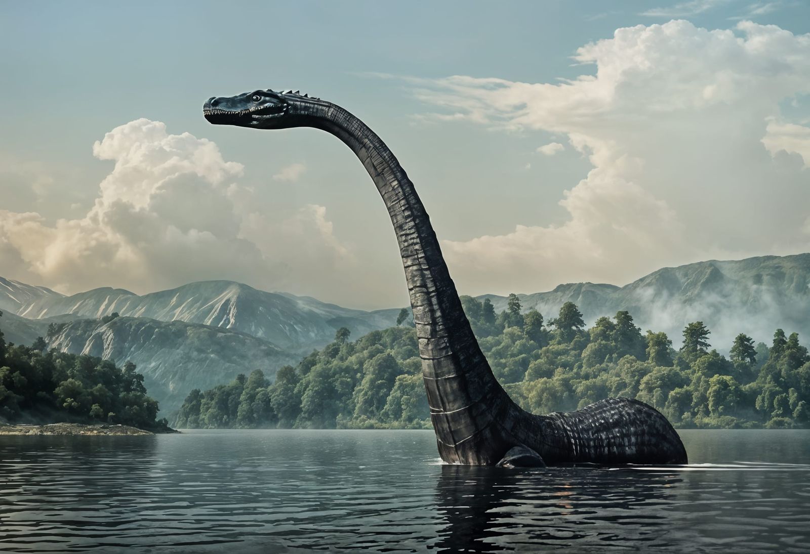 Loch Ness Monster in the lake