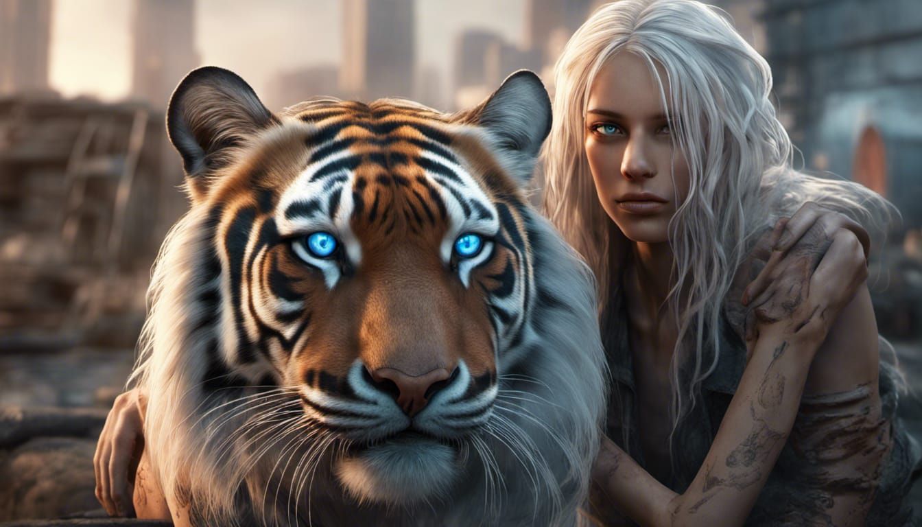 Post-Apocalyptic Nashville with Woman and Tiger
