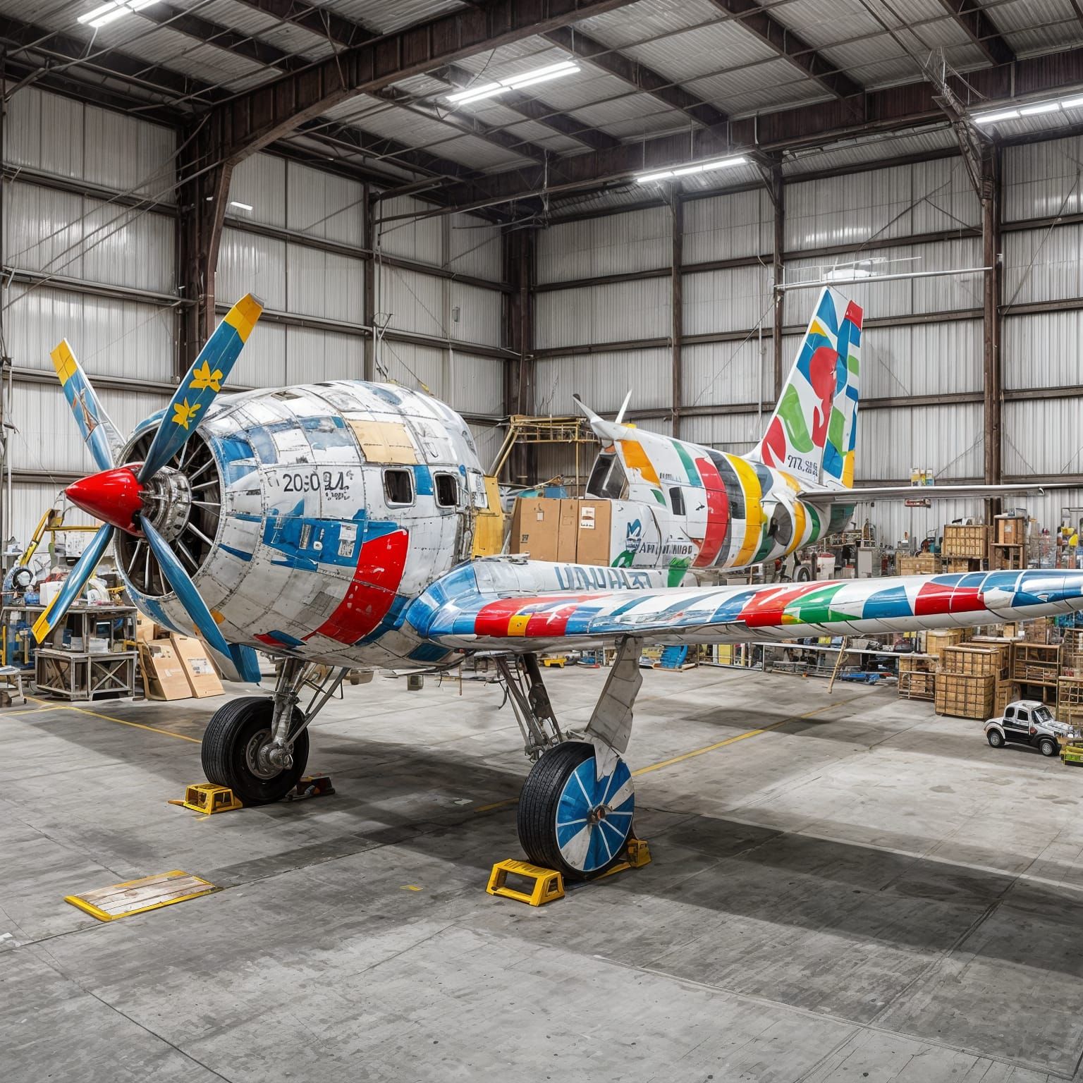 Airplane Sculpture Made of Recycled Waste