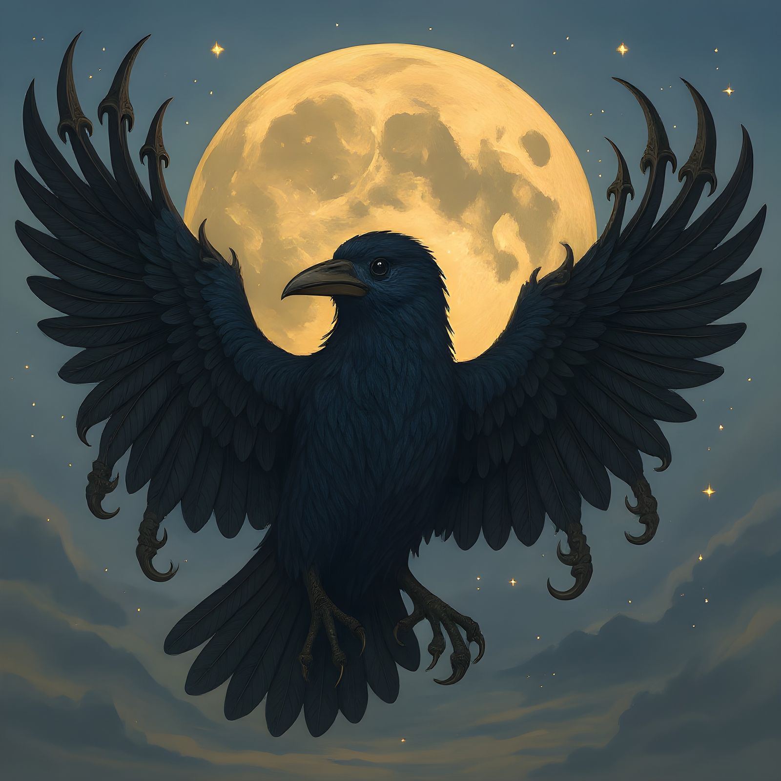 Majestic Raven Displaying Dragon Talon Wings