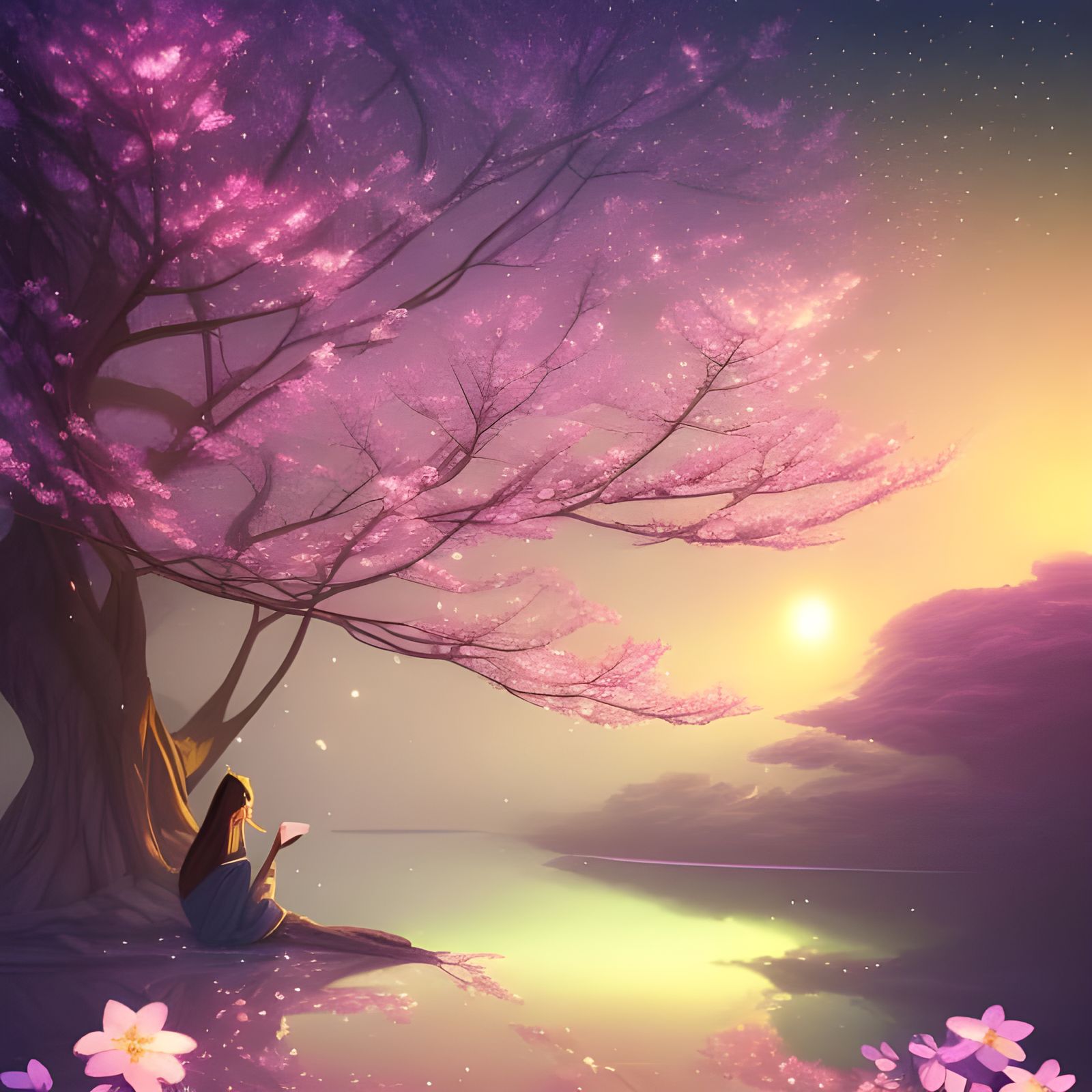 Astral Zen Garden Under Cosmic Sky