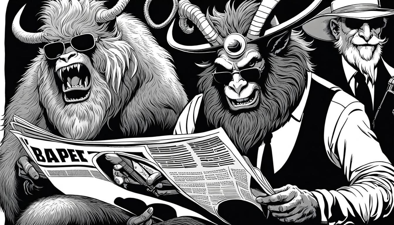 Yeti vs Baphomet Drag Race, Wrightson Line Art