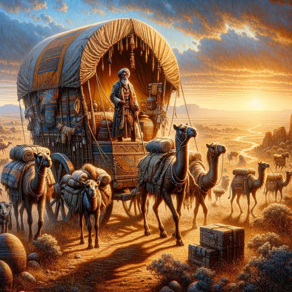 Ancient Bantu Trader Leads a Single Unit Caravan Across the ...