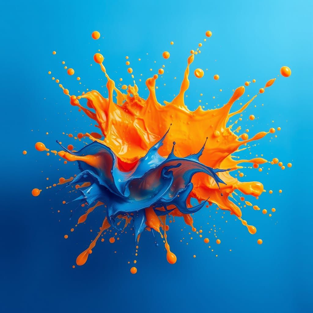 Dynamic Blue and Orange Abstract Splash