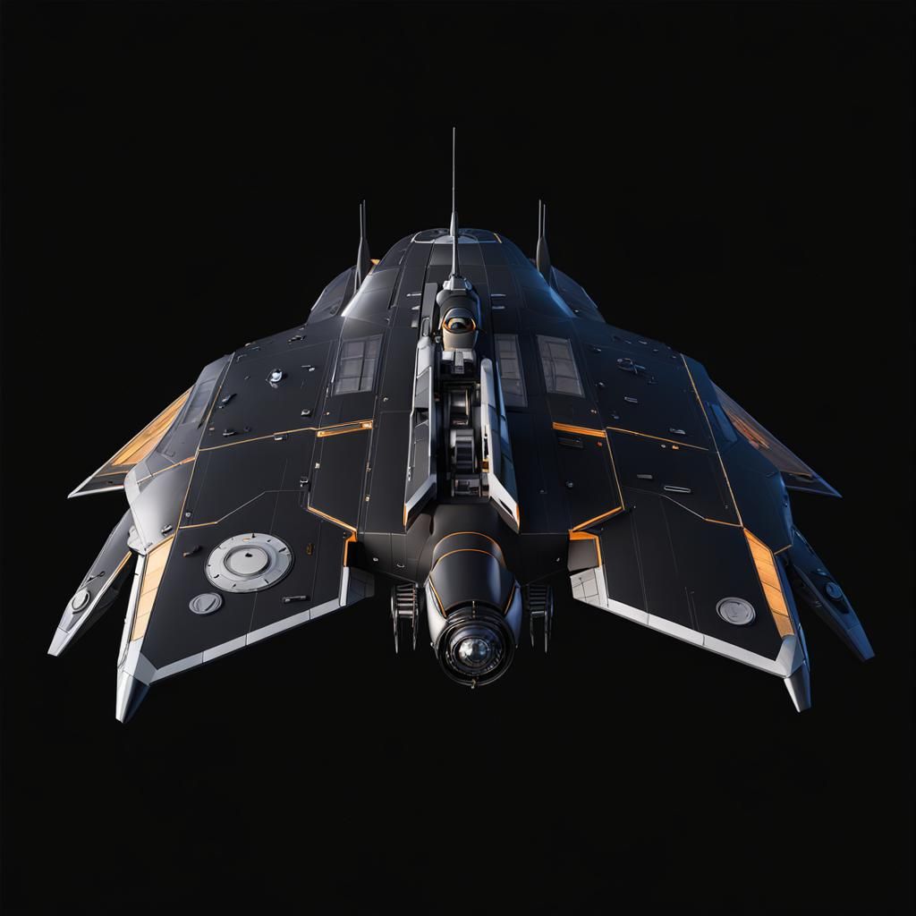 Futuristic Omega Starship Top View