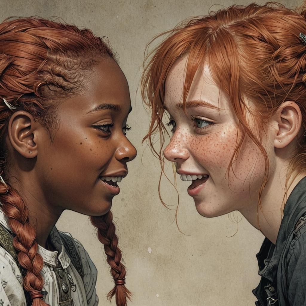 Friends Sharing a Secret, Expressive Illustration