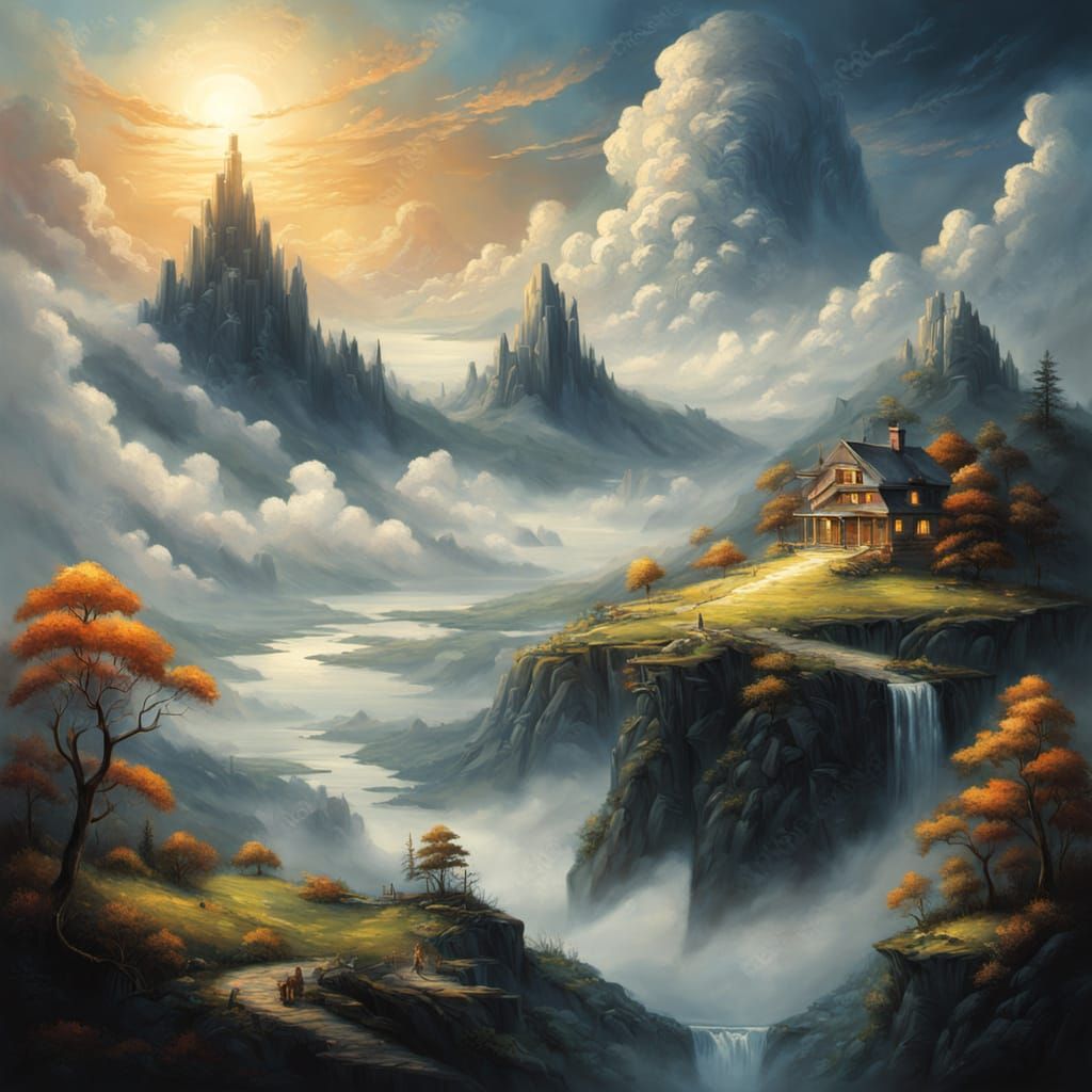 Surreal Fantasy Landscape Twists into Infinity