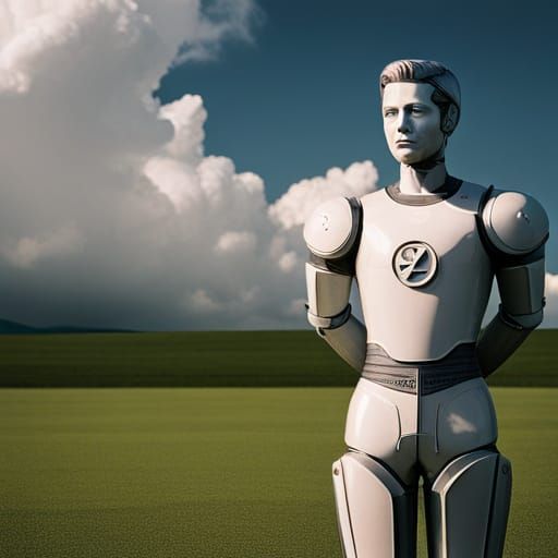 Robot with Human Face on Soccer Pitch