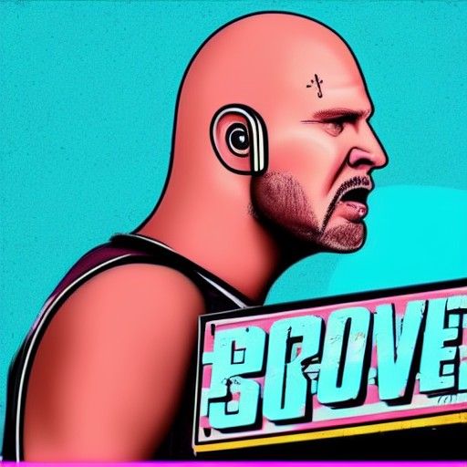 Stone Cold Steve Austin in Synthwave Neon Style