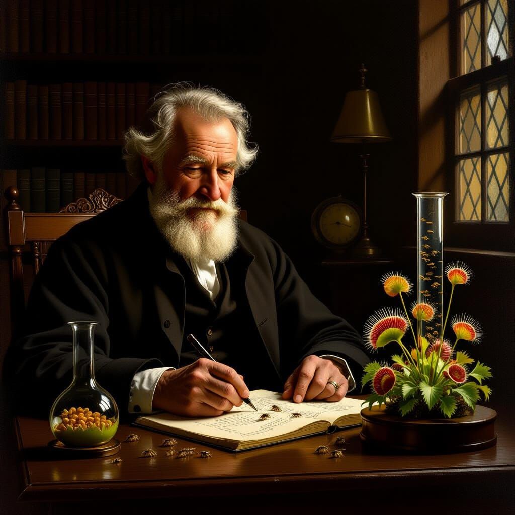1800s Doctor Teaches Student with Venus Flytrap