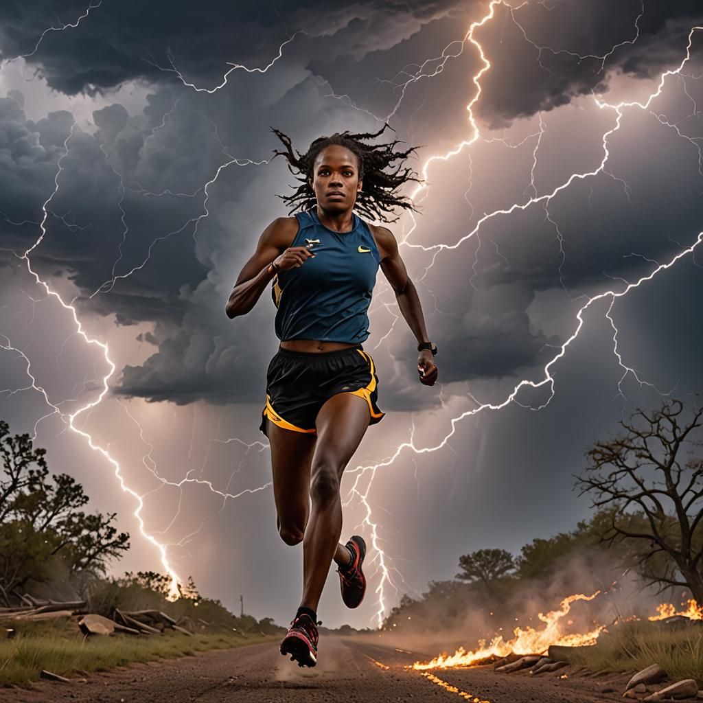 Sha'Carri Richardson Running with Fire and Lightning
