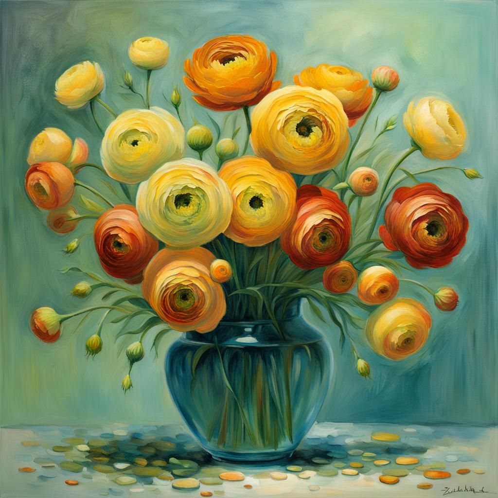 Radiant Ranunculus Bouquet in Gothic Style