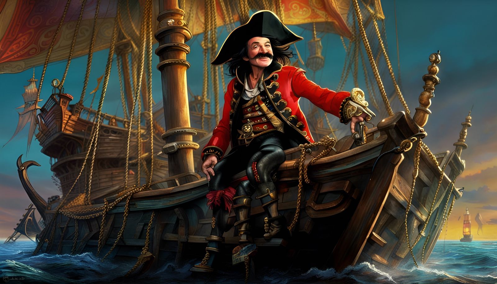 Robin Williams as Petee Pan fron the movie hook, fighting Ca...