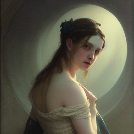 Sensual Woman in Horror Wonderland Oil Painting