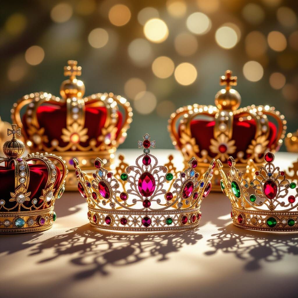 Regal Luxury: Ornate Crowns and Tiaras in Studio Light