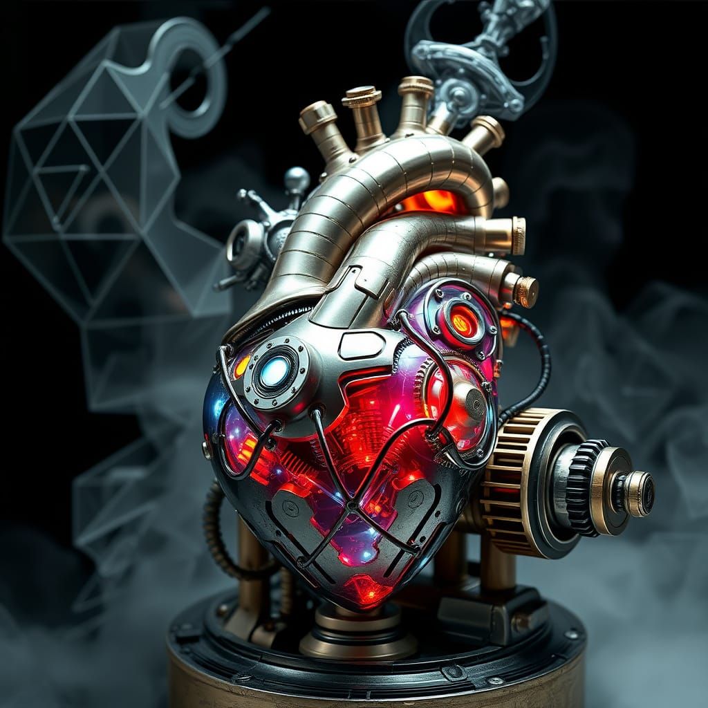 Cybernetic Heart in Steampunk Style