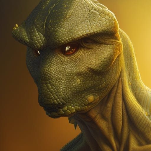 Realistic Reptilian Warrior Portrait in 8K Resolution