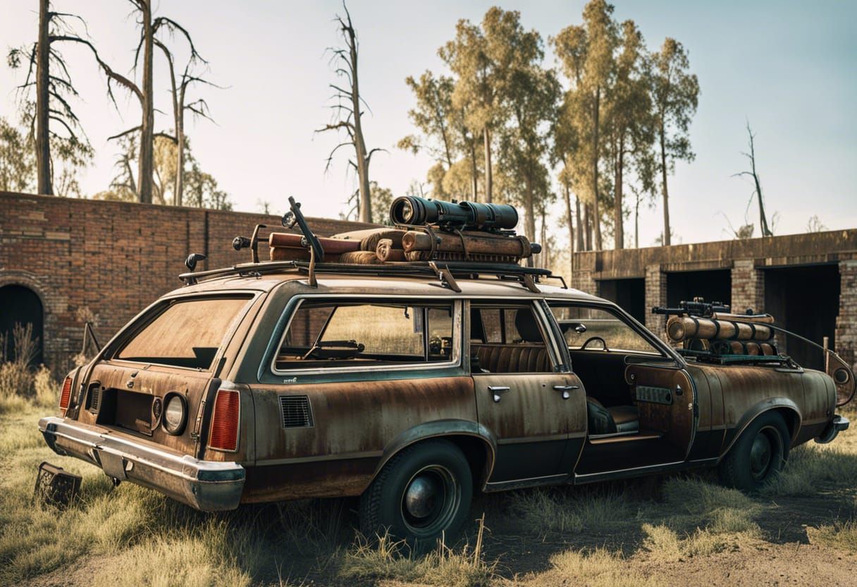Post-Apocalyptic Station Wagon with Mounted Guns