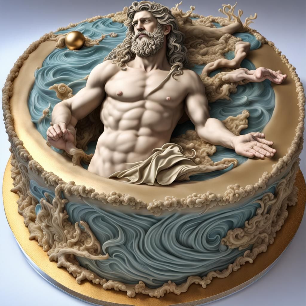 Neptune Rising: Roman God Cake Art