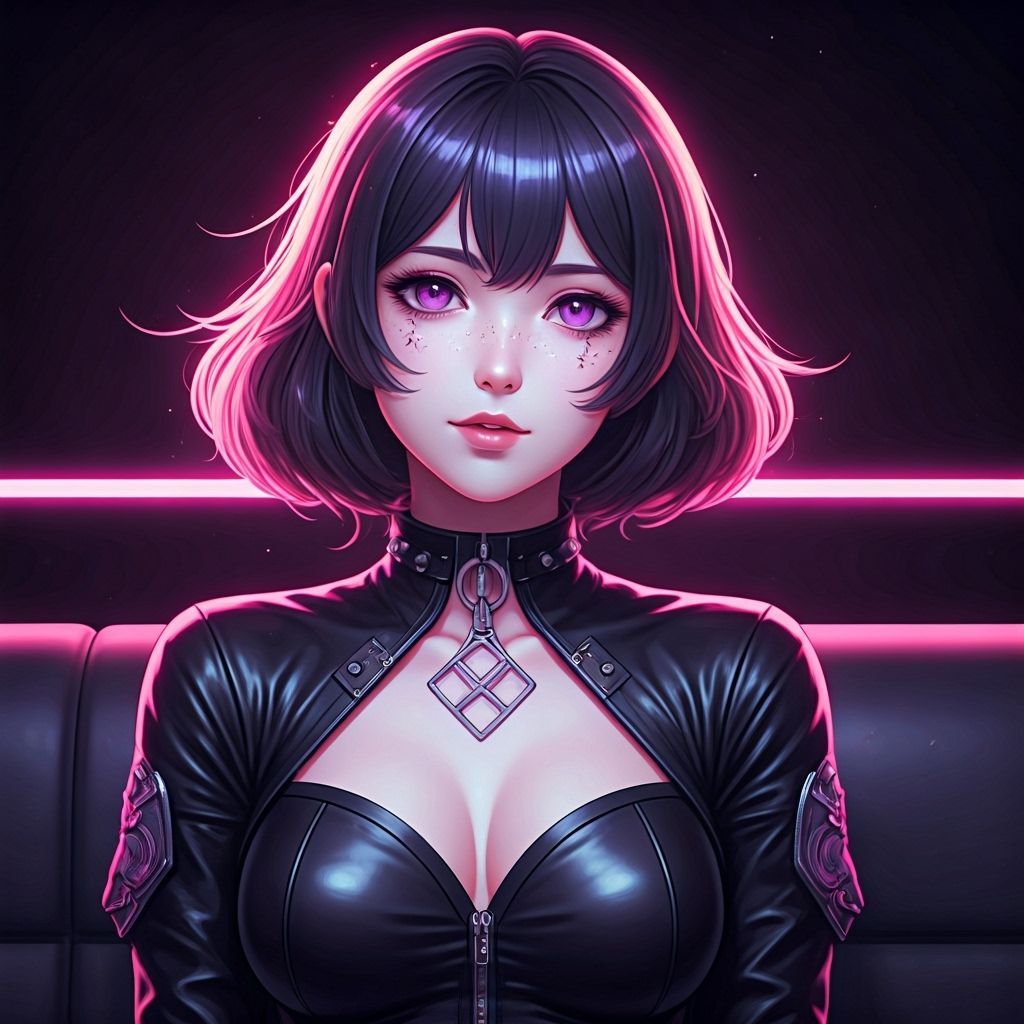 Pastel Goth Lady Relaxing in Sci-Fi Outfit