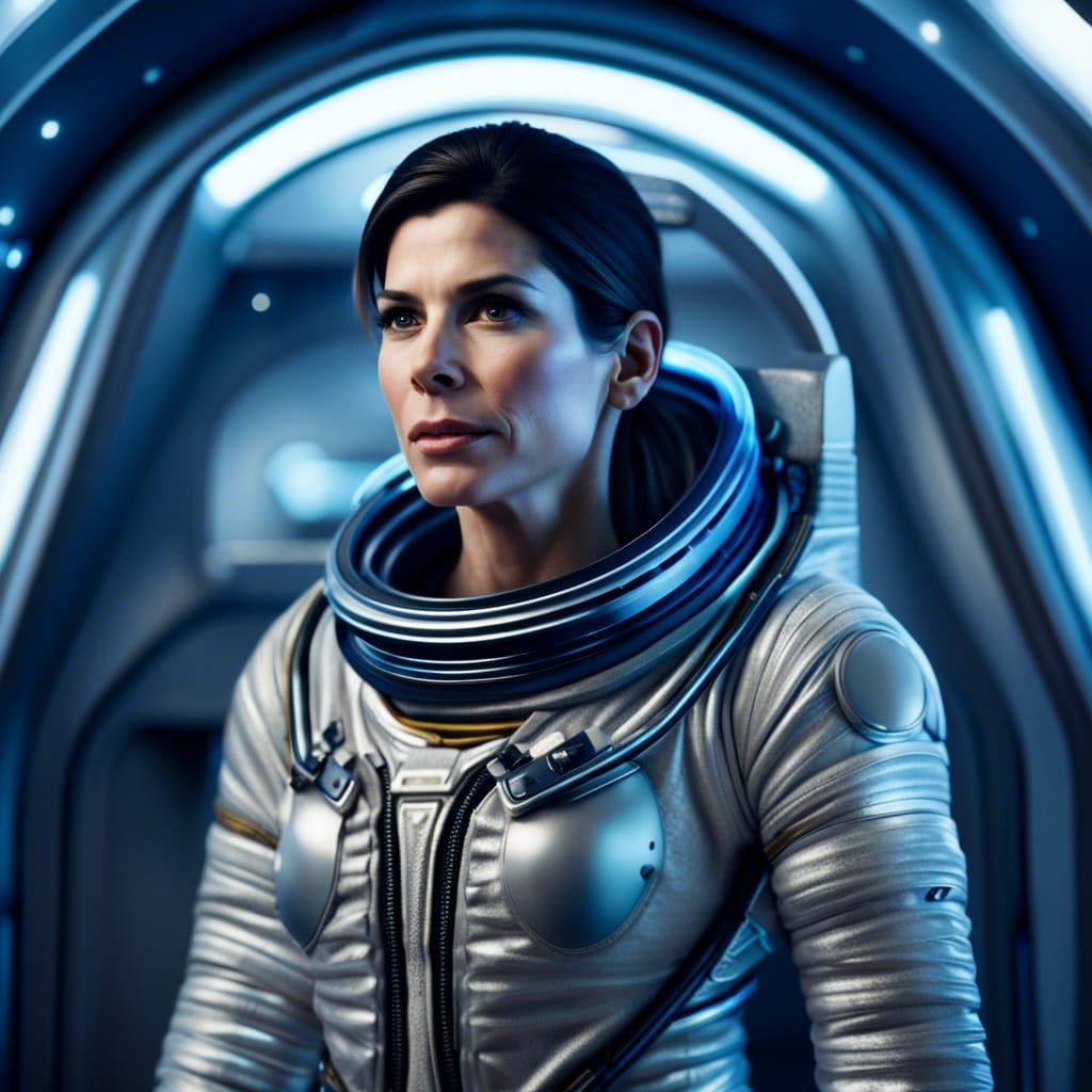 Sandra Bullock in Spacesuit: Photorealistic Portrait