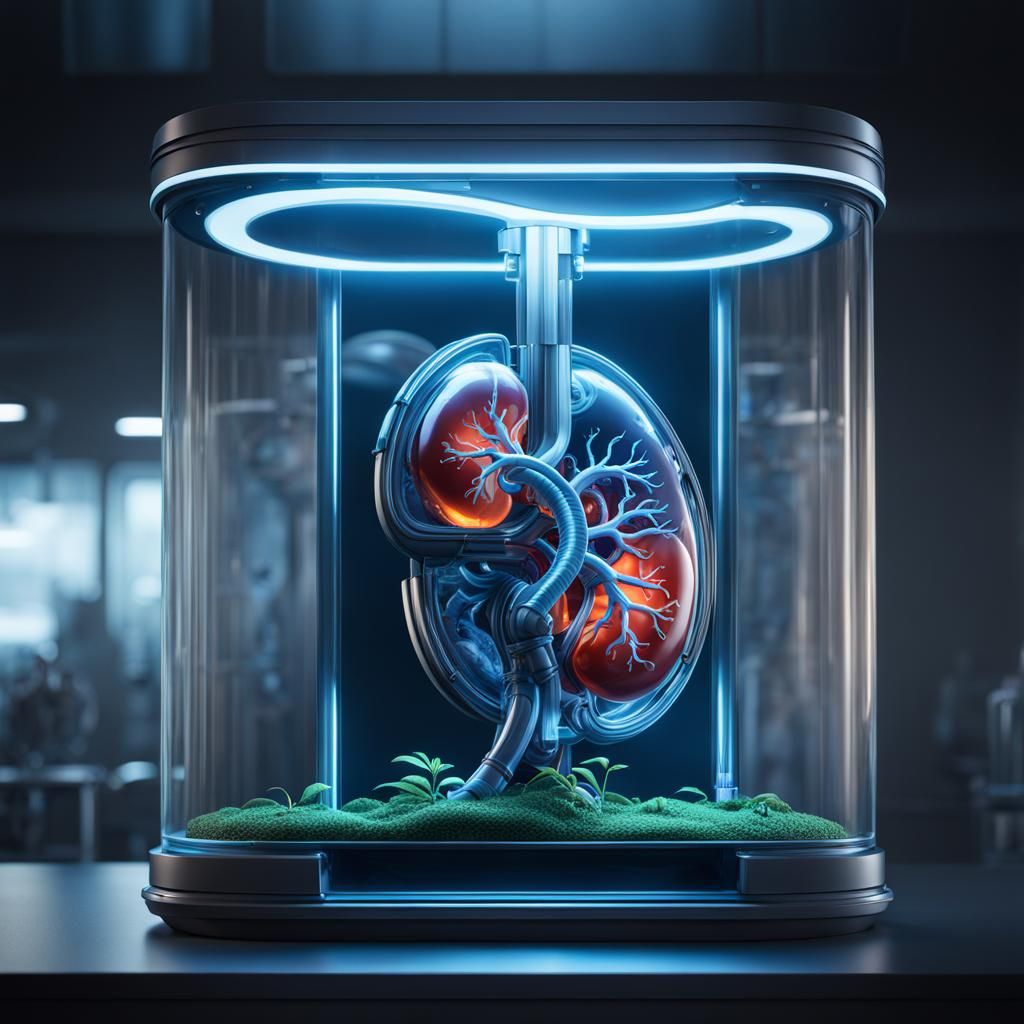Kidney Growing in Glass Enclosure: Detailed Matte Painting