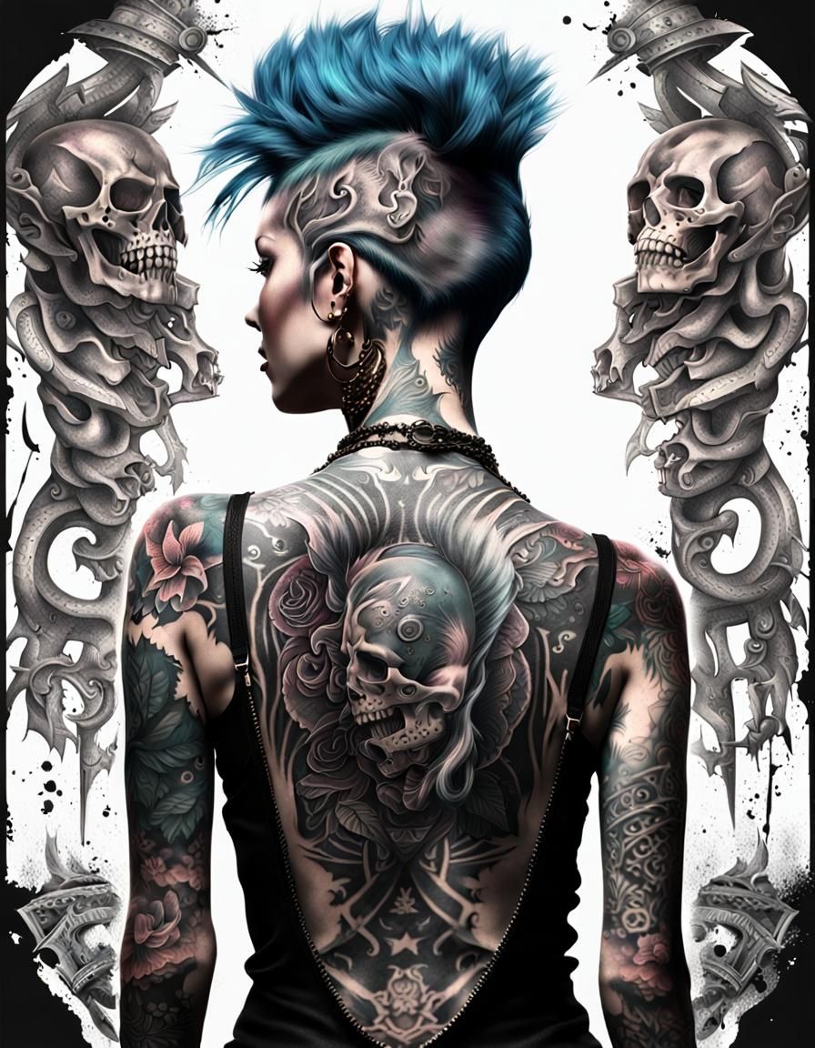 Statuesque Punk Woman Portrait in Goth Style