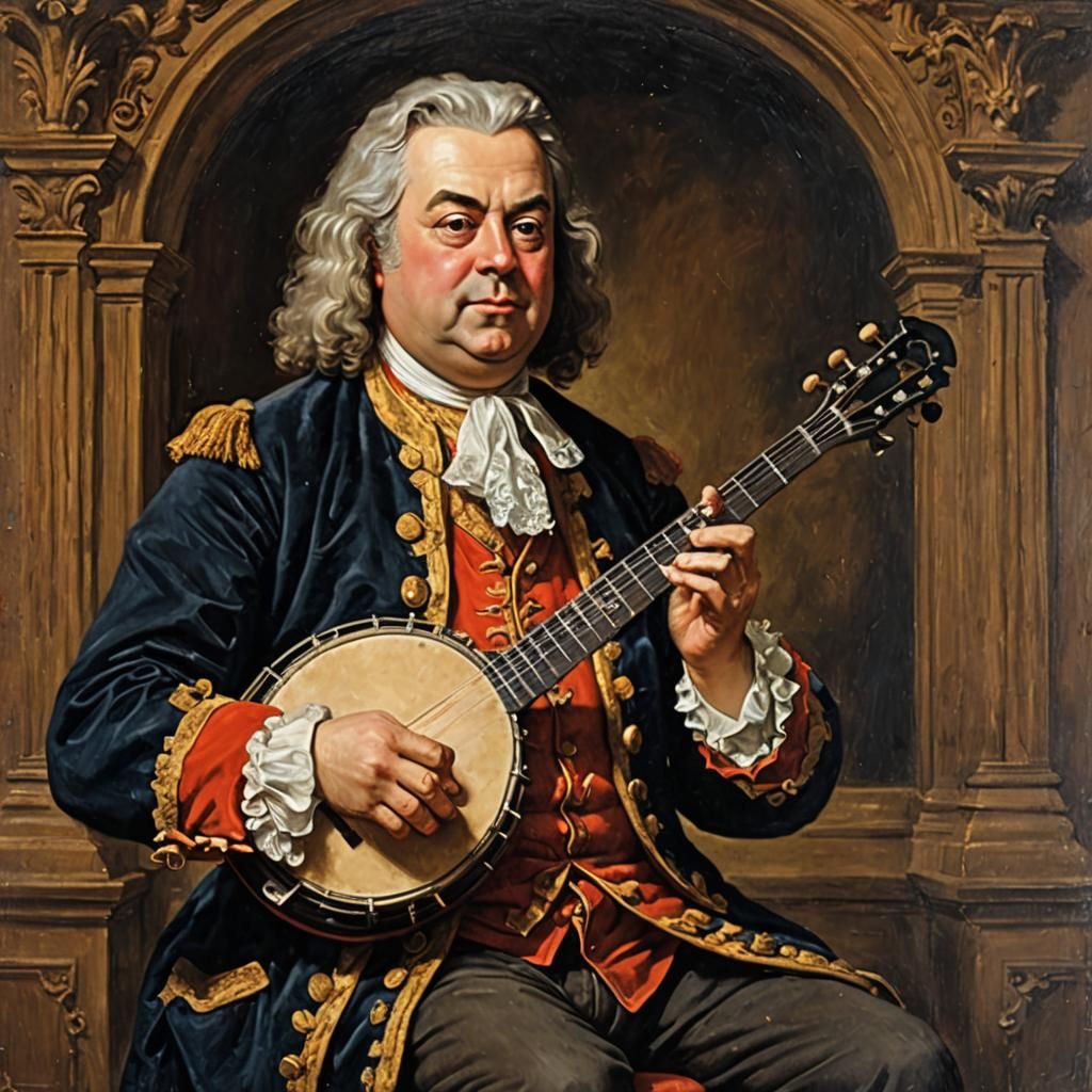 Handel Plays Banjo: Oil Painting by Gurney