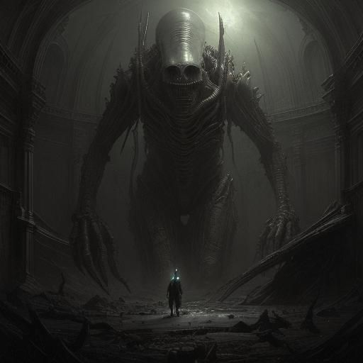 Alien Visitation on Earth in Gothic Horror Style