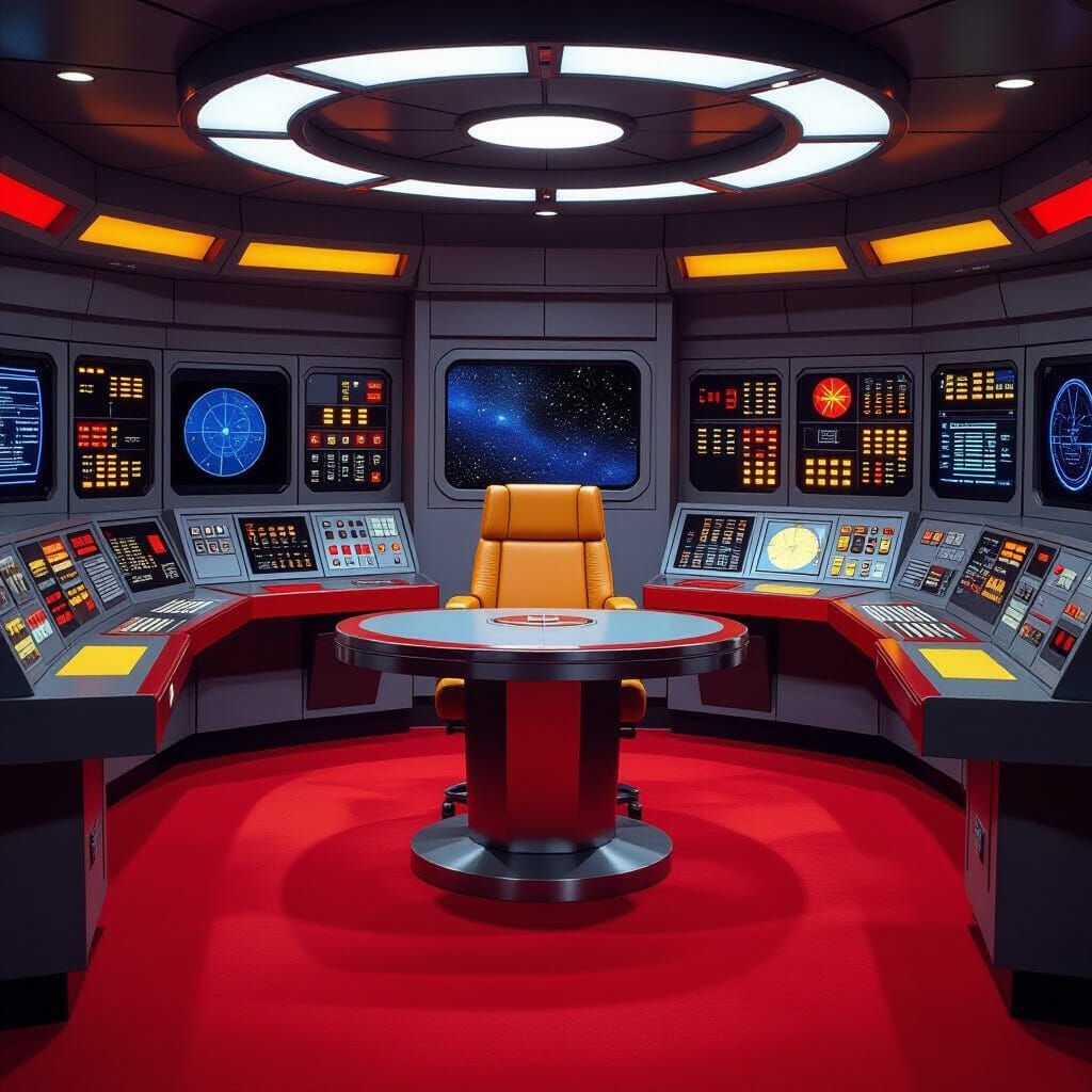 Star Trek Original Series Bridge in Cartoon Style