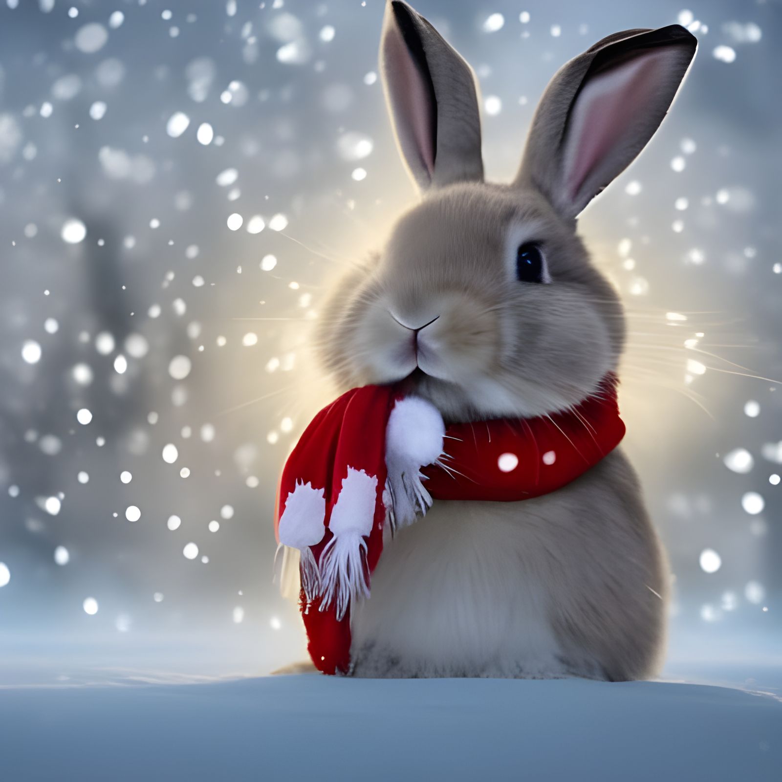Christmas Bunny with Snowflake and Scarf