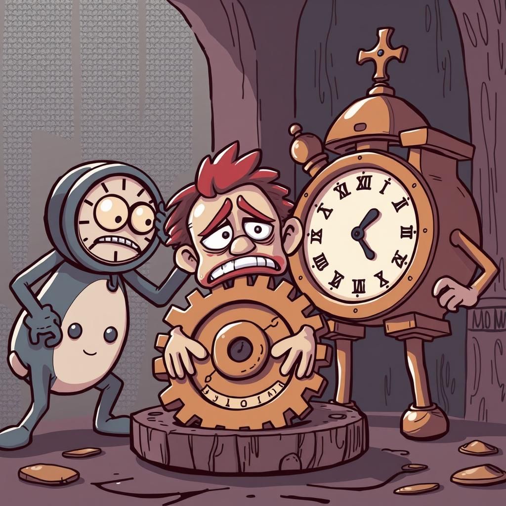 Sad Cog Scolded by Angry Clocks