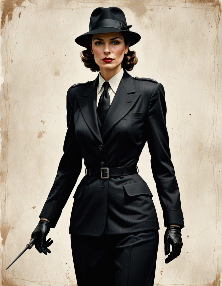 Female Detective in 1940s France Illustration