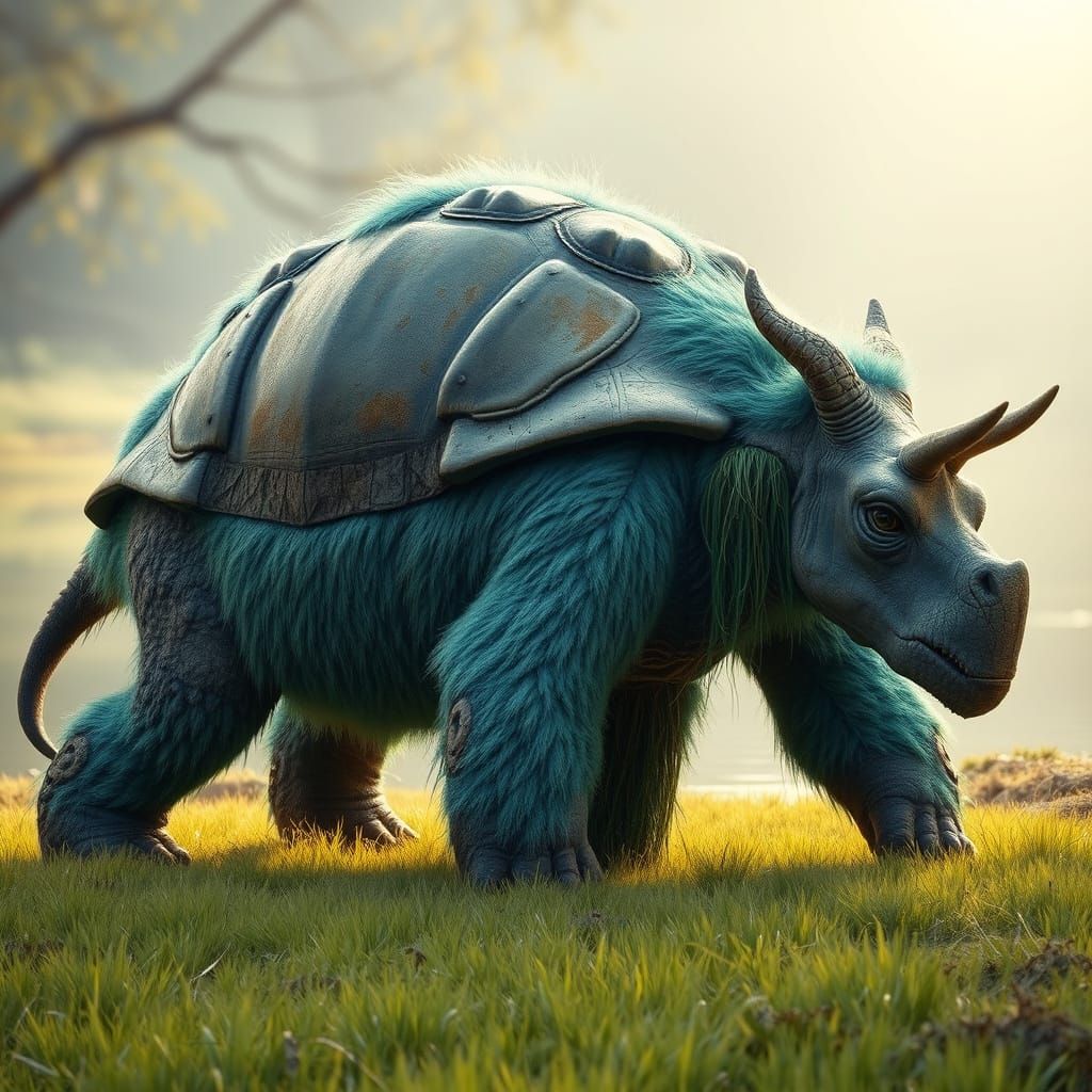 Ethereal Lakeside Beast in a Verdant Paradise