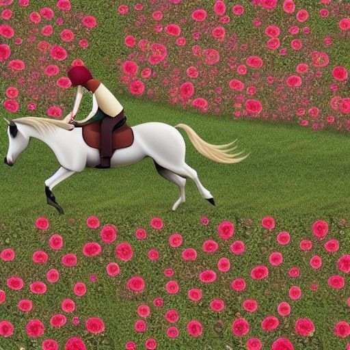 Horse Riding Through a Rose Field