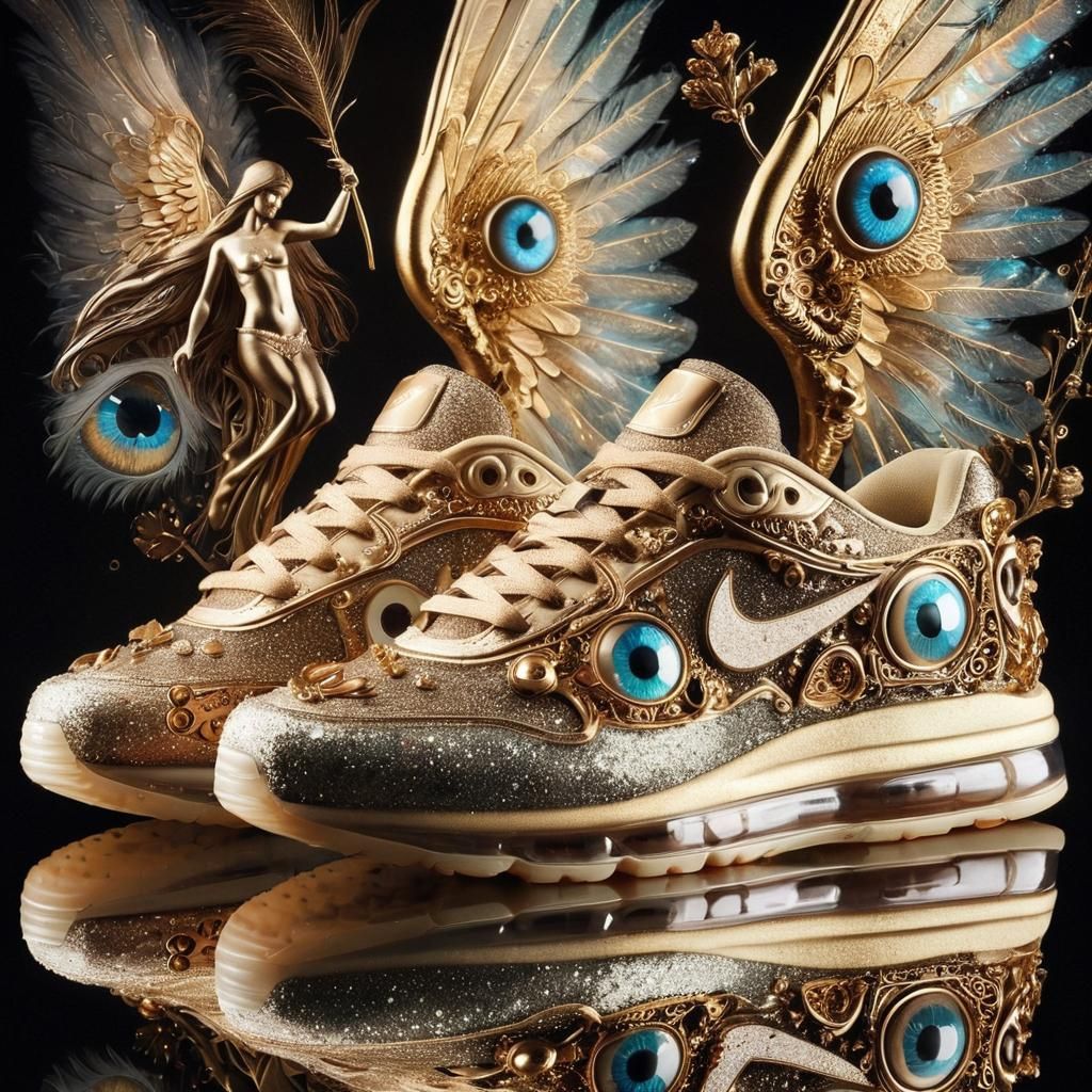 Cyberpunk Art Nike Airmax with Piercing Eyes and Wings