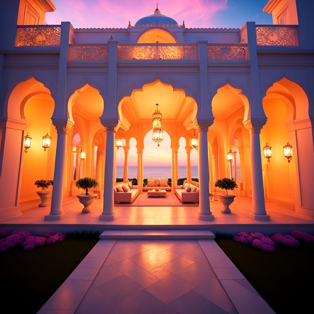 Elegant Taj Castillo Palace at Sunset