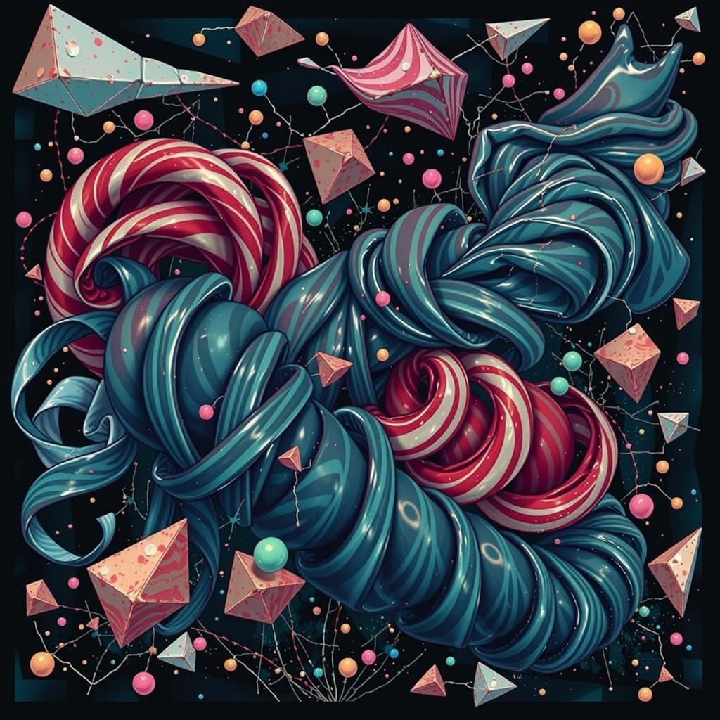 Abstract Swirling Gelato Colors with Bold Stripes