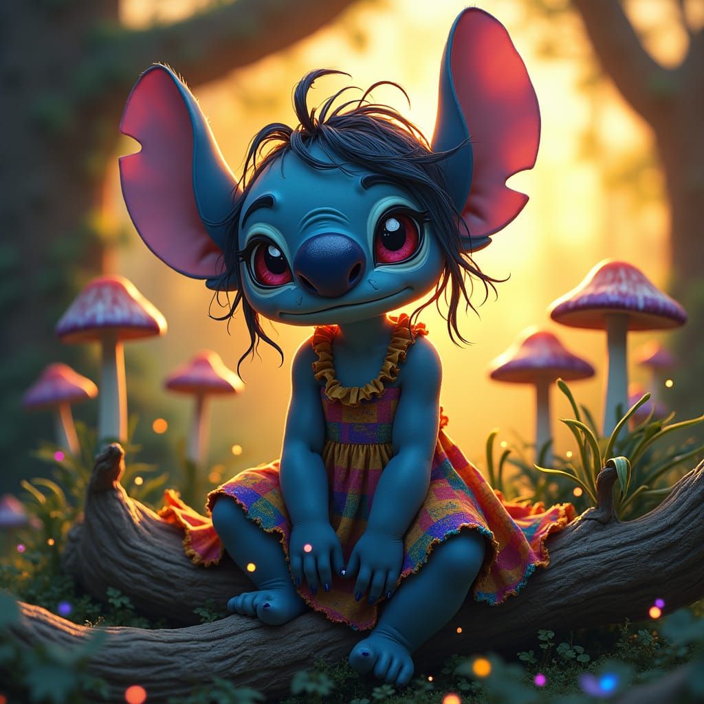 Stitch Girl in Lush Fantasy Environment