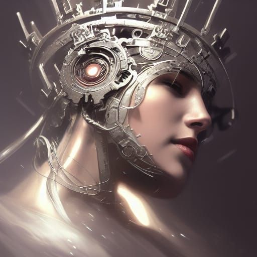 Abstract Metal Crown Portrait, Hyperdetailed Concept Art
