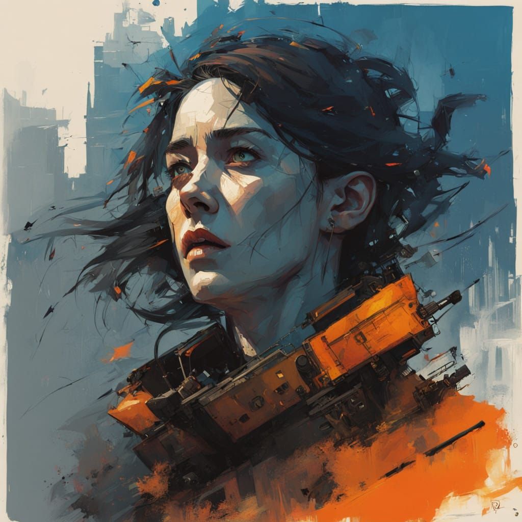 Hyperrealistic Portrait of Frightened Woman in Cinematic Sty...