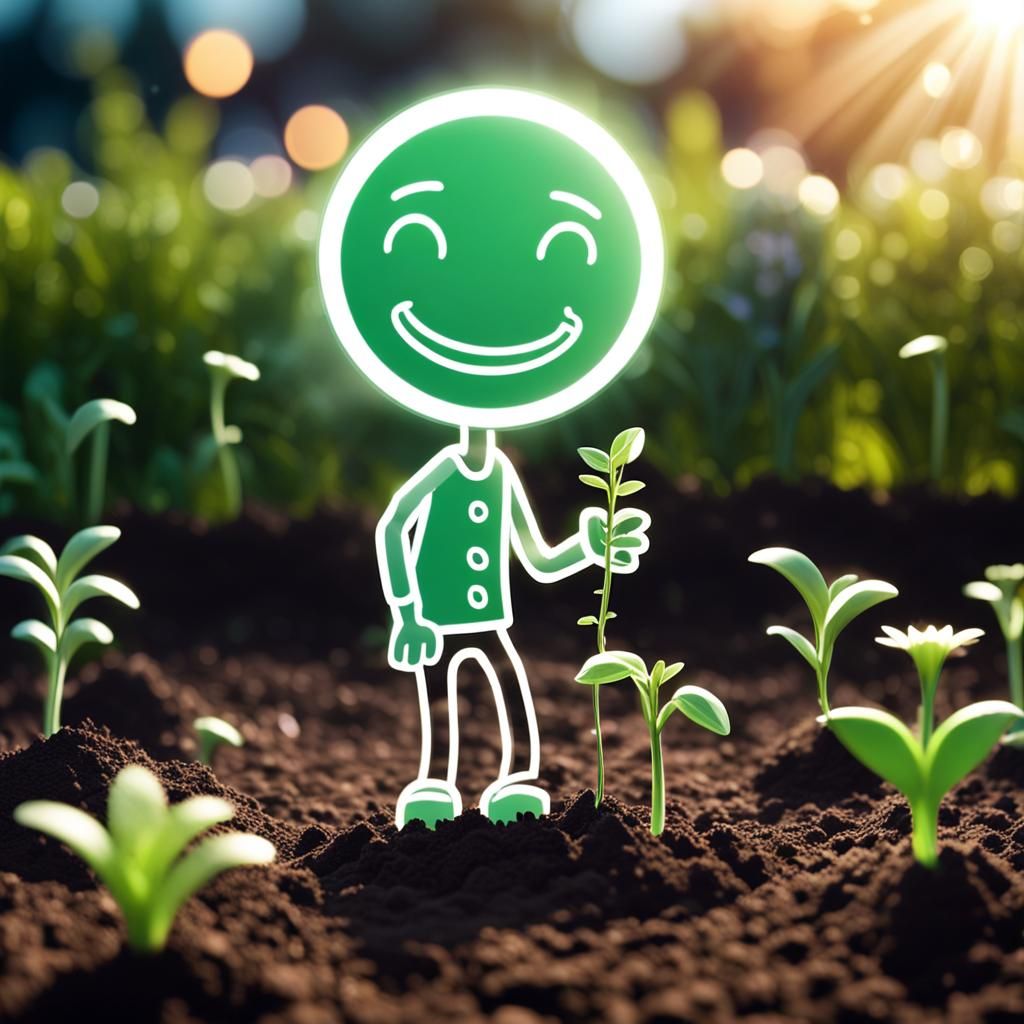 Line Art Stick Figure Planting Seeds