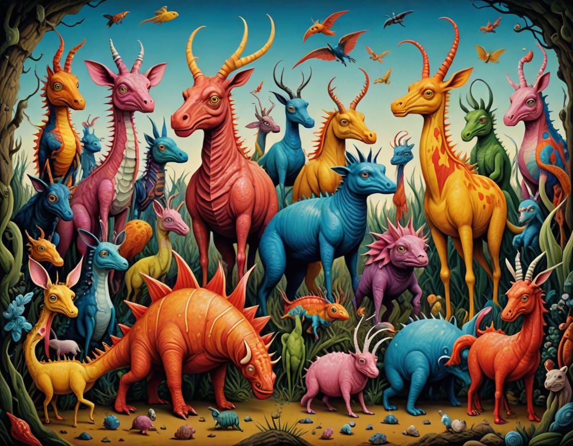 Colorful Surreal Image of Impossible Creatures