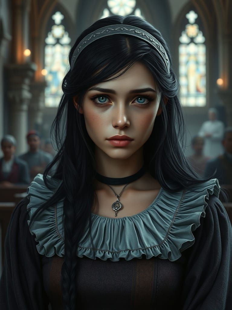 Maid in Lamentation, a Fantasy Church Scene