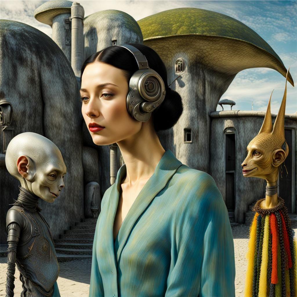 Surreal Alien Restaurant Celebration: Masterpiece Photograph...