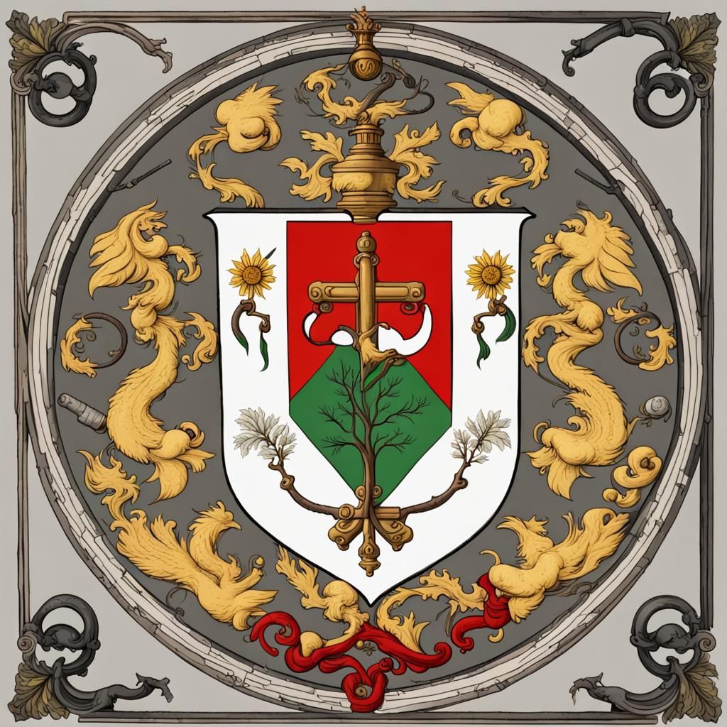 Italian Family Crest with Trade and Medici Symbols